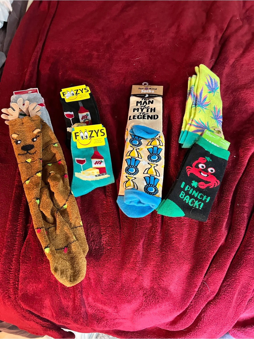 Assorted Novelty Socks — Brown, Teal, Yellow, Black, Green men and women